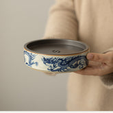 Antique Ru Kiln Blue & White Dragon Teapot Tray