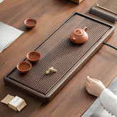 Qingfeng Rosewood Tea Tray – Solid Wood Gongfu Tea Table with Drain & Water Storage, Large Size for Home & Office