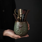 Japanese Kiln-Transmutation Lotus Pod Tea Tool Set – Handcrafted Six Gentlemen Accessories for Gongfu Tea Ceremony