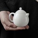 Dehua Ice-Jade Porcelain "Dragon Egg" Teapot – Fine White Gongfu Handheld Pot