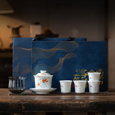 Linglong Porcelain Gaiwan Tea Set – Chinese Gongfu Teaware Gift Set with Cups & Bowl