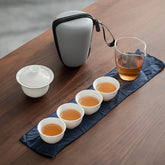 Dehua White Travel Tea Set – Portable Gaiwan & Teacups with Carrying Case
