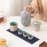 Enamel-Style Portable Travel Tea Set – Aesthetic Teaware with Teapot and 3 Cups