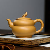 Yixing raw ore gold section mud gourd purple clay pot-240ml