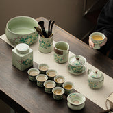 Celadon Ru Kiln Lotus Blossom Gongfu Tea Set - 14&17-Piece Tea Set