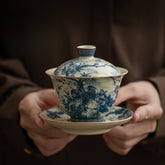 Ru Kiln “Magpie Meeting” Blue & White Gaiwan – 150ml