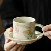Ru Kiln Goldfish Ceramic Coffee Cup & Saucer Set – 180ml