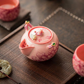 Ru-Style Pink Glaze Grip Teapot – 175ml