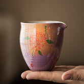 Handmade Pink-Glazed Fair Cup – 140ml Lilac Blossom Ceramic Fair Cup for Gongfu Tea