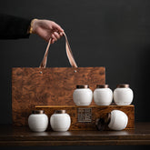 Portable Jade Porcelain Tea Canister – Titanium Alloy Lid, Small Travel Storage Jar with Spiral Seal