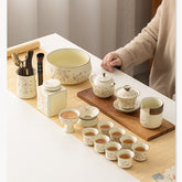 Ruyao Wisteria Gongfu Tea Set – Complete Chinese Ceramic Teaware with Gaiwan & Teapot, Gift Box