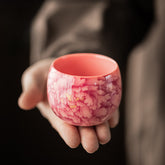Ru-Style Pink Glaze Peony Teacup Master Cup - 95ml