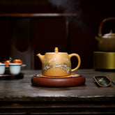 Yixing Hand-Painted Gold Segment Mud Purple Clay Pot – 500ml | Handmade Purple Sand Tea Pot