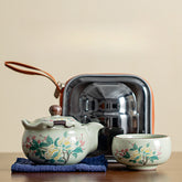 Ru-glazed Lotus Green Travel Teapot Set – 200ml One Teapot One Cup