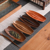 Walnut Wood Tea Scoop and Spoon Set – Solid Ebony Wood, Vintage Chinese Gongfu Tea Accessories