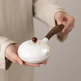 White Porcelain Side-Handle Teapot – 200ml Ink Mountain Design