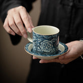 Ru Kiln Floral Teacup for Coffee & Tea Cup & Saucer – 200ml