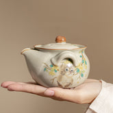 Ru-Style Beige “Lucky Cat” Grip Teapot - 200ml