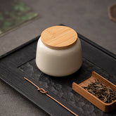 Ru Kiln Style Porcelain Tea Caddy – 200ml Milky Beige Ceramic Storage Jar with Lid