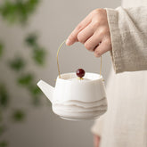 Dehua White Porcelain Overhead Teapot – 230ml Ink Mountain Design
