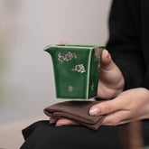 "Three Friends of Winter" Celadon Fair Cup – Large Ceramic Fair Cup with Plum, Pine & Bamboo Motif