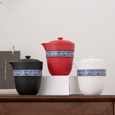 “Xixiang Ji” Travel Tea Set – Portable Ceramic Teapot with 4 Cups, Kung Fu Tea Set with Carrying Case
