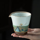 Shiqing Glaze Gongdao Cup “Blessing Like Mountains” – 200ml Large Kiln-Varied Ceramic Fair Cup