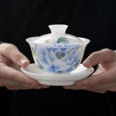 Hand-Painted Jade Clay Gaiwan – High-End Chinese Gongfu Tea Bowl with Lid, National Style Porcelain