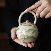 Ru-Style “Mountain Blossom” Handle Teapot – 260ml