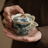 Ru Kiln-Style Crackle Glaze Teapot with Fish & Waterweed Motif -200ml