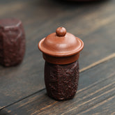 Yixing Purple Sand Stone Stool Teapot Lid Holder | Handmade Purple Clay Tea Accessory