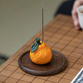 Ceramic Orange Incense Burner Set