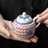 Dunhuang-Inspired White Porcelain Teapot – 130ml Thousand Buddha Design