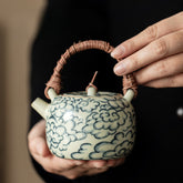 Ru Kiln Cloud Motif Teapot with Rattan Handle – 230ml