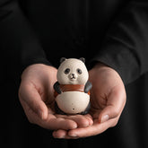 Zisha Panda Tea Pet – Handmade Ceramic Tea Figurine & Lid Rest for Gongfu Tea Table