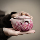 Ru-glazed Pink Peony Handled Teapot – 200ml