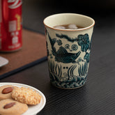 Ru Kiln-Style Fish & Waterweed Teacup – Personal Gongfu Cup with Crackle Glaze-260ml