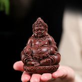 Yixing Purple Sand Huang Caishen Tea Pet Sculpture | Handmade Purple Clay Tea Ornament