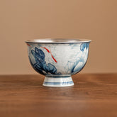 Silver-Gilded Koi & Lotus Handmade Teacup - Converging Rim Master Cup - 100ml