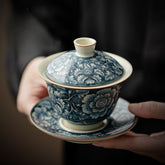 Ru Kiln Floral Harmony Tri-Element Gaiwan – 120ml