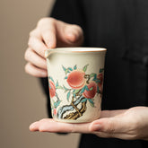 Ru Kiln Gongdao Cup with Nine Peaches – 230ml Crackled Ceramic Fair Cup for Gongfu Tea