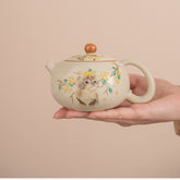Ru-Style Beige Xishi Teapot – Square Ceramic Gongfu Teapot with Built-in Filter