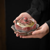 Lotus Ceramic Coil Incense Burner – Creative Aromatherapy Holder for Tea Room & Home