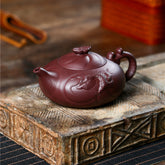 Yixing Dragon Pattern Purple Clay Pot – 350ml | Handmade Purple Sand Tea Pot