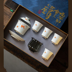 Linglong Porcelain Gaiwan Tea Set – Chinese Gongfu Teaware Gift Set with Cups & Bowl