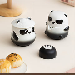 “Panda Fubao Gift Set” Travel Tea Set – Portable Ceramic Teapot with two Cups, Gongfu Tea Kit for Outdoor Use