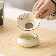 Ruyao Wisteria Gongfu Tea Set – Complete Chinese Ceramic Teaware with Gaiwan & Teapot, Gift Box