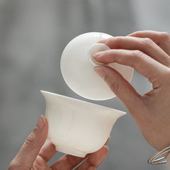 Dehua White Travel Tea Set – Portable Gaiwan & Teacups with Carrying Case