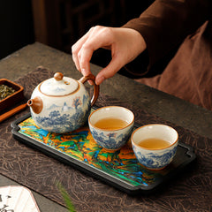 Handmade Ru Kiln Xishi Teapot Set - 220ml