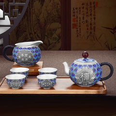 Handmade Enamel Sterling Silver 999 Tea Set - Zen Edge Design